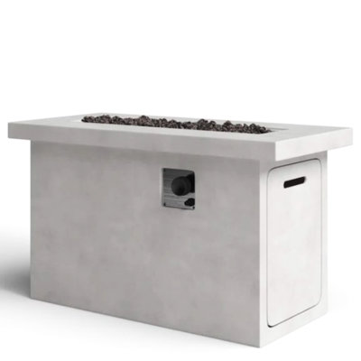 24'' H Concrete Garden Fireplace Table, Rust , Compatible With Lava Rocks Outdoor Fire Stainless Steel Burning Area,
