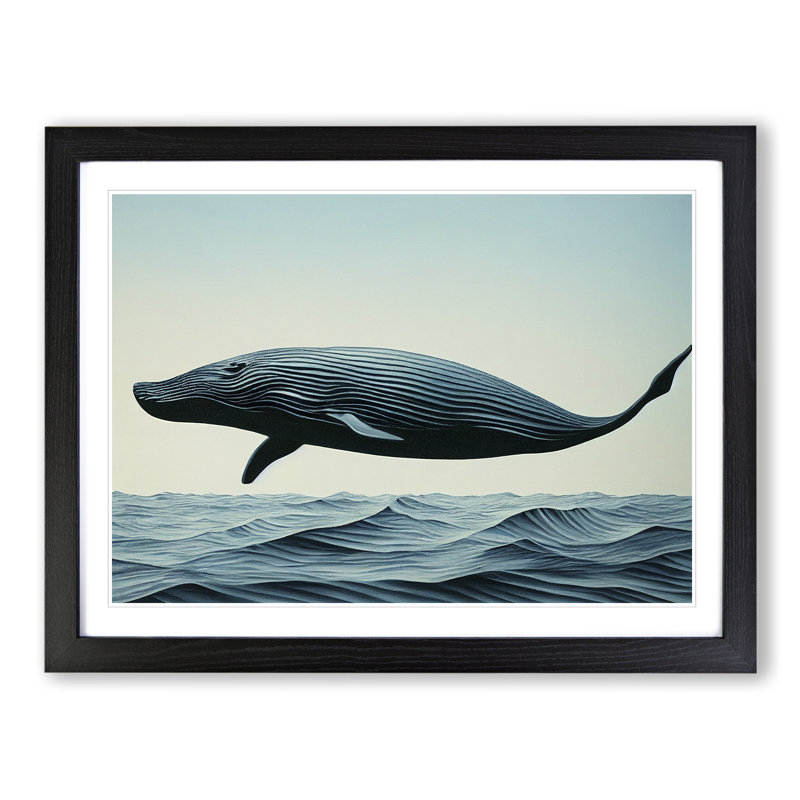 Modern Whale - Framed Print, Black Framed, 25cm H x 34cm W