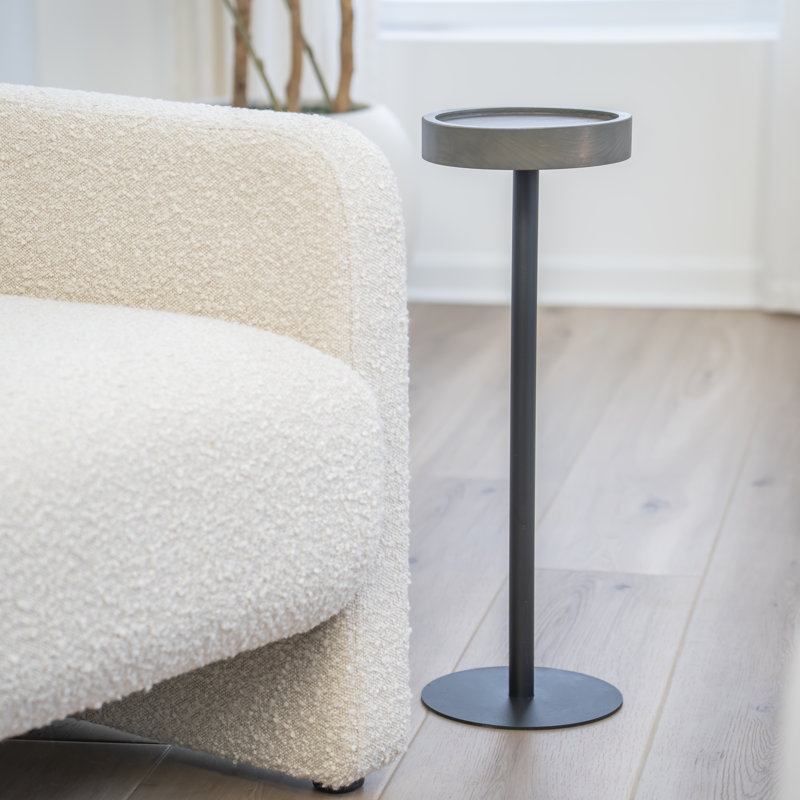 Round Side Table, Aged Barrel, Black