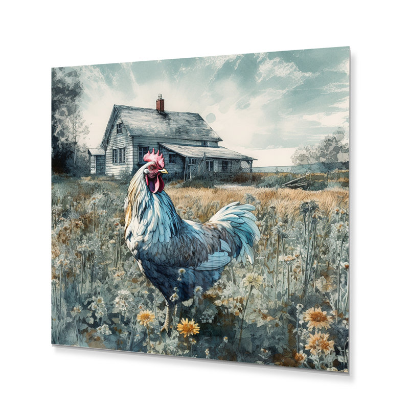 " Rooster On A Farm I ", 16" H x 16" W