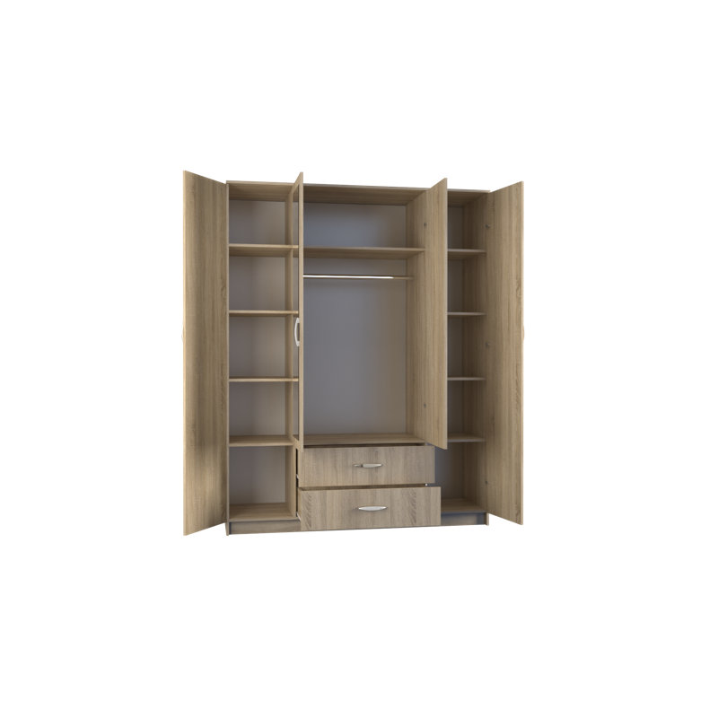 Weyburn 4 Door Manufactured Wood Wardrobe, Sonoma