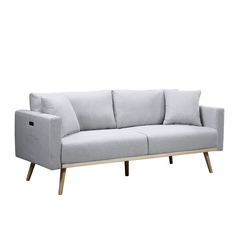 Tissu en lin gris avec poches, coussins et coussins décoratifs 75 - 75 po