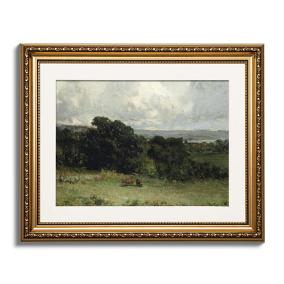 Vintage Framed Landscape Wall Art, Bedroom Bathroom Living Room Pastures Scenery Paintings Retro Decor, Canvas Prints Art, Gold Antique Picture Frame Home Wall Decor, 13x16 Inch
