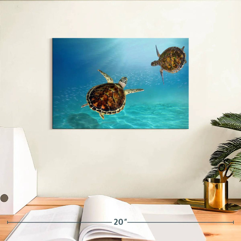Tortues imbriquées sous l'eau, H 8 po x l 12 po