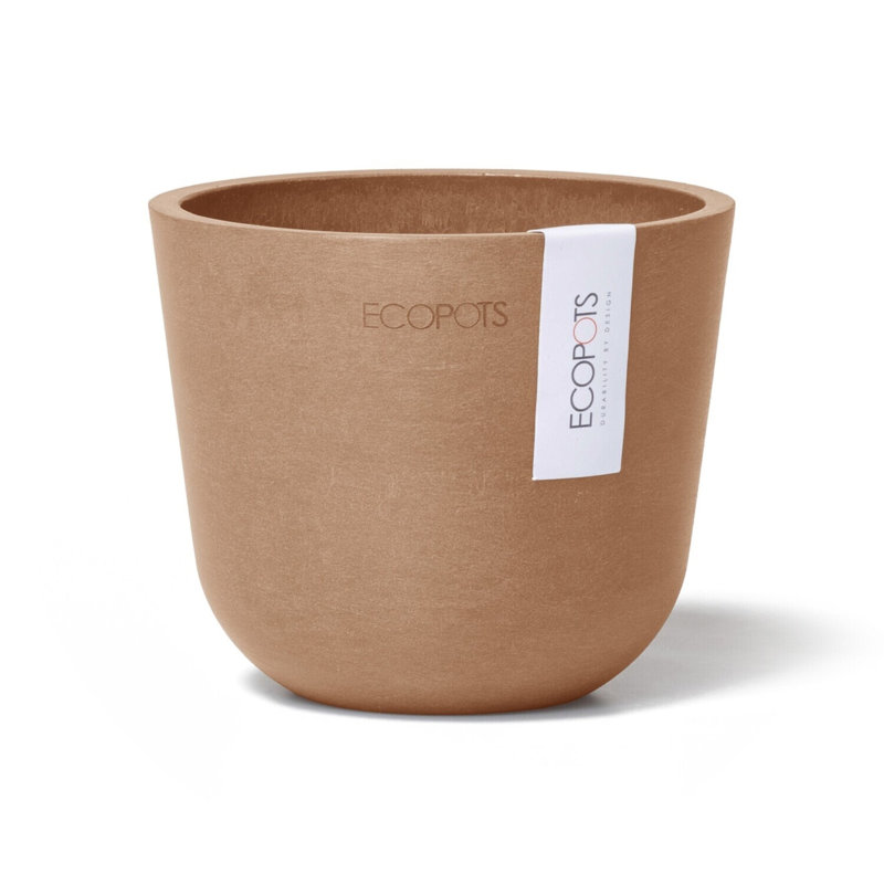 Ecopots Oslo Indoor/Outdoor Modern Recycled Plastic Flower Pot Planter, 15.5" H x 17.5" W x 17.5" D, Terracotta