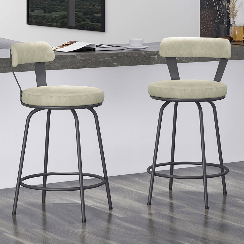 Tabouret de bar et de comptoir pivotant à dossier bas Kipton, Tabouret de comptoir (siège d’une hauteur de 24, Beige