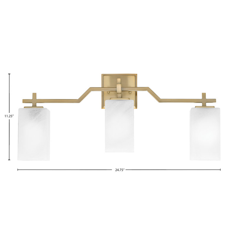 Corbin 3 Light Bath Bar With Glass, Brass