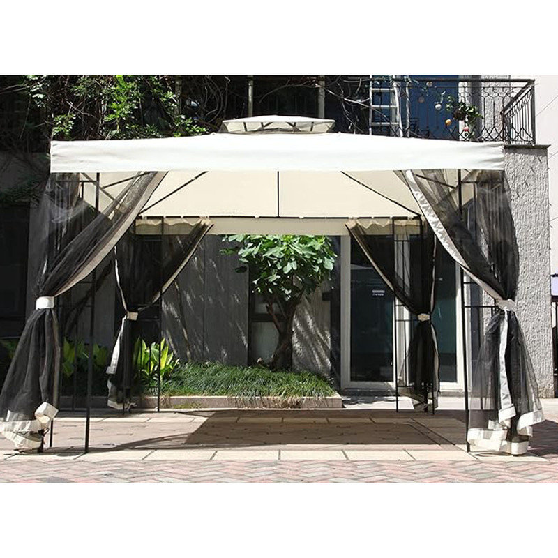 Spacious Outdoor Gazebo Clearance with Outside Mosquito Netting for Garden, with Sturdy and Durable Construction, Beige