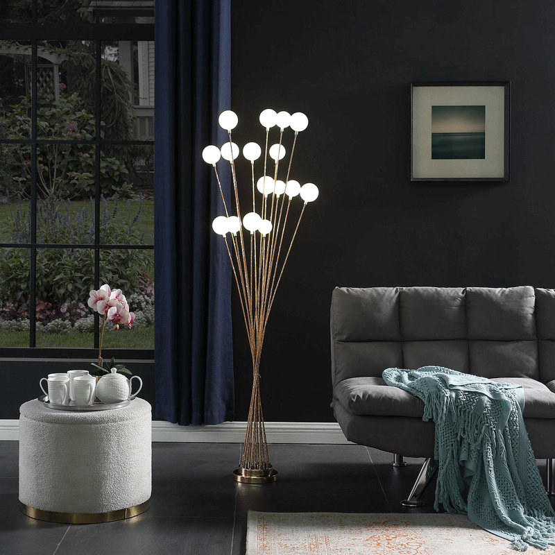 Lampe sur pied en aluminium 61,5 po à 61 lumières DEL Aluminun, Jaune