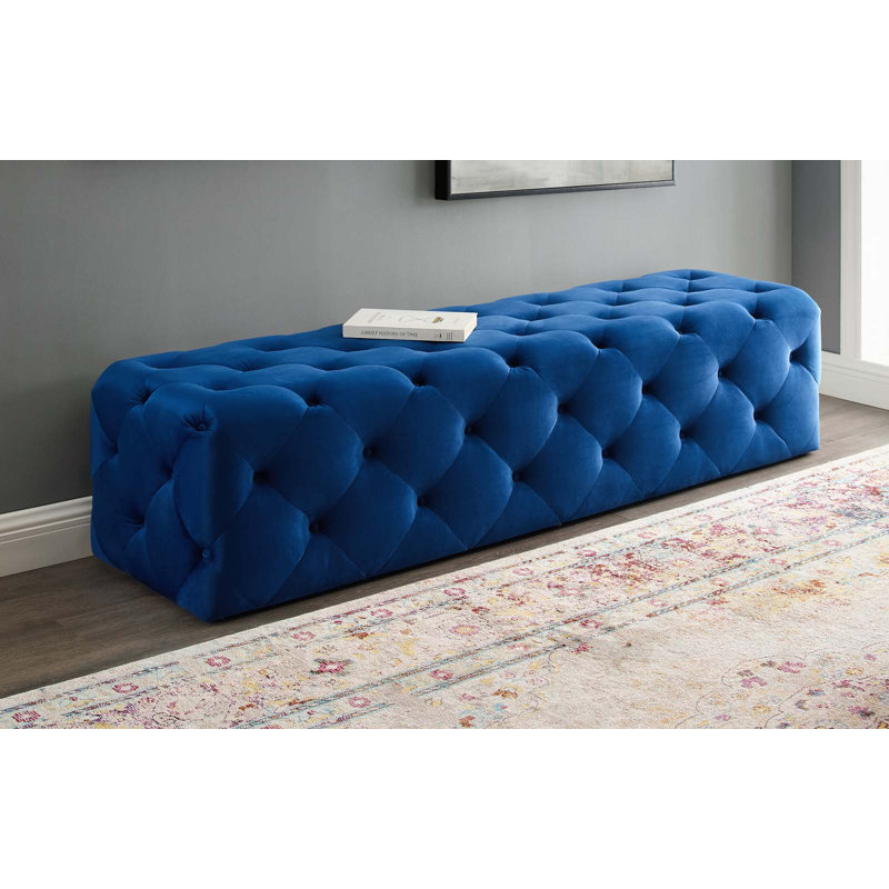 Banc de hall d'entrée capitonné Modway Amour, Bleu marine, H 16,5 po x l 72 po x P 19 po