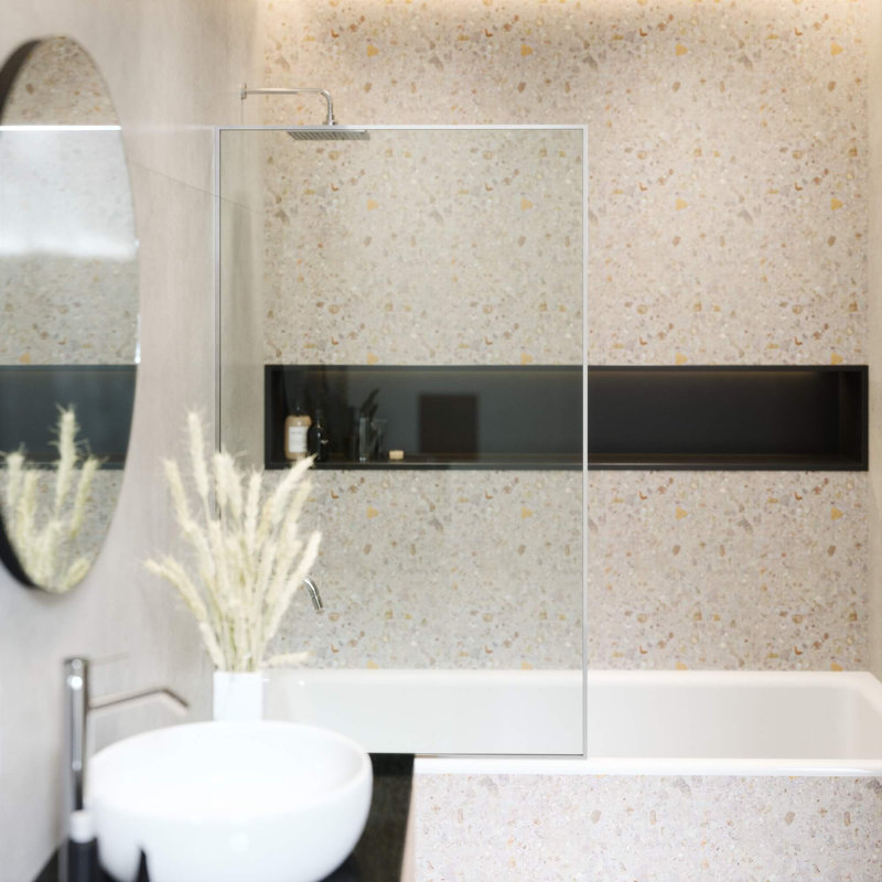 34'' W x 58'' H Slab Full Frame Tub Door, Chrome