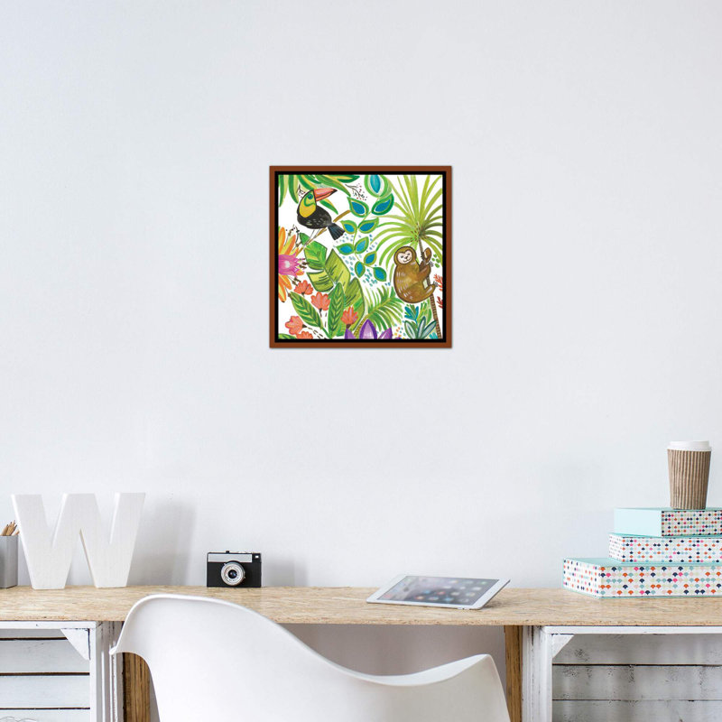 Art tropical encadré, H 18 po x l 18 po x P 1,5 po, Toile avec cadre en bois classique
