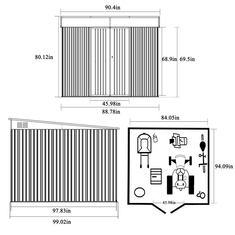 7.5 Ft. W X 8 Ft. D Outdoor Metal Storage Shed