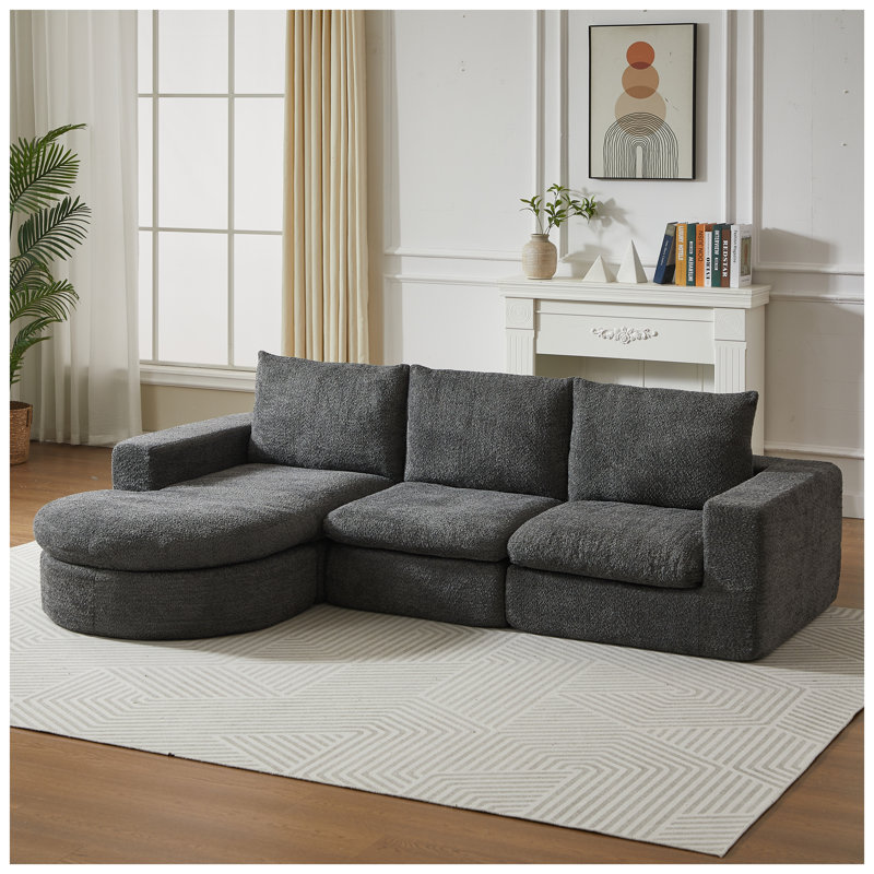 Canapé modulaire incurvé 99 po Chenille Cloud, Gris