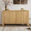 Buffet avec rangement, buffet en bois rétro à 4 portes avec finition vieillie et tablettes réglables pour la salle à manger, la cuisine et le salon (naturel)