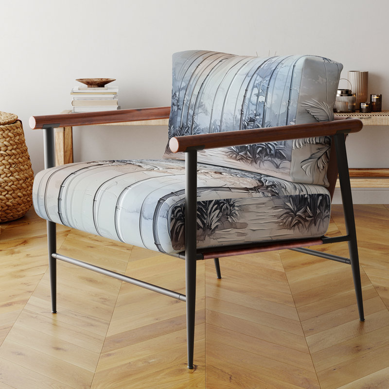 Chaise d'appoint Palm Trees, Brown Round Arms