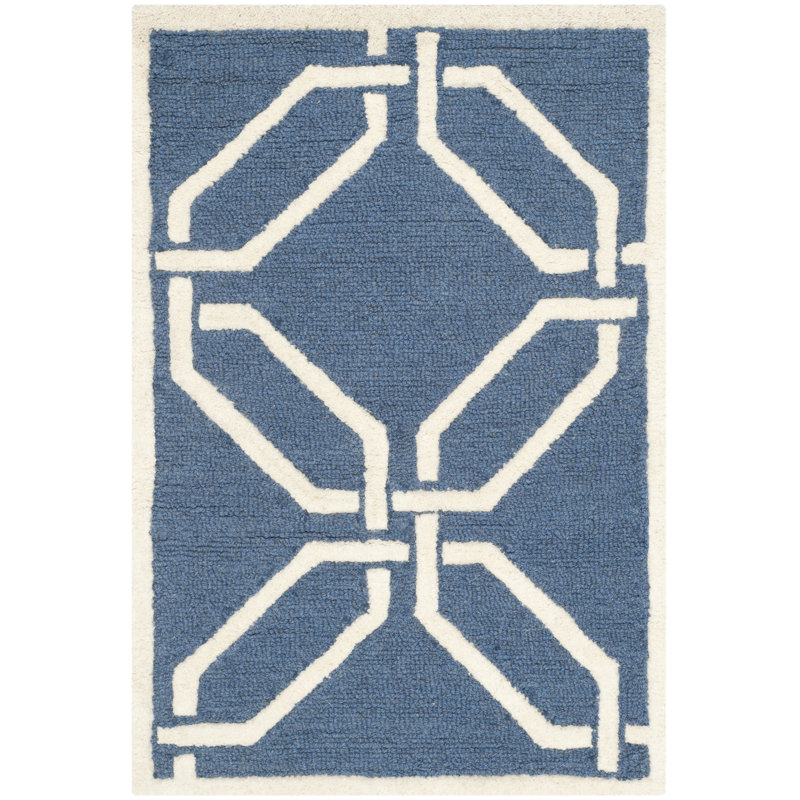 Deedgra Hand Tufted Wool Geometric Rug, Rectangle 2' x 3'
