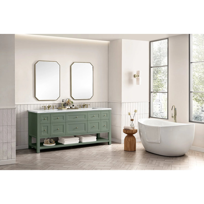 Breckenridge 72'' W Double Bathroom Vanity Base, Serenity Blue