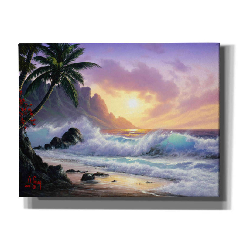 «Sunrise Waves» par Anthony Casay, reproduction sur toile sans cadre, L 34 po x H 26 po
