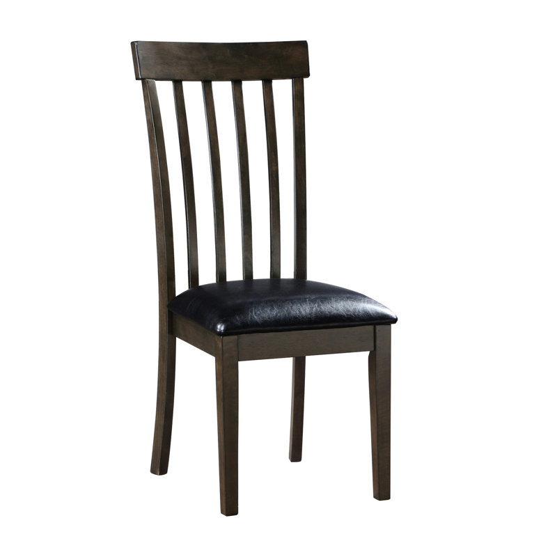 Finition des chaises en bois (de 2) - Assise rembourrée en similicuir noir pour manger 2 chaises en bois avec siège