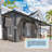 Lean-To Wall-Mounted Pergolas With Curtains And Netting-122684187