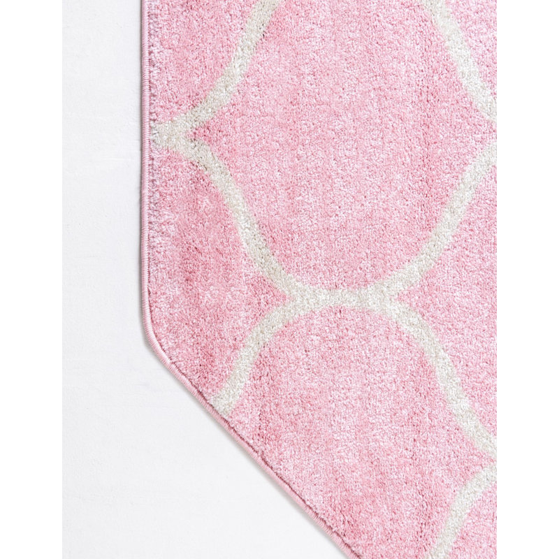 Llanet Geometric Area Rug, Octagon 5'3" x 5'3", Pink