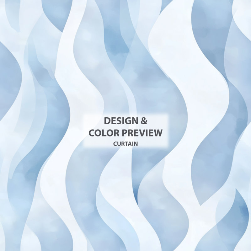 Rideaux modernes pour chambre à coucher - Rideau à œillets bleu argenté à motif abstrait - 1 panneau, L 52 po x L 63 po