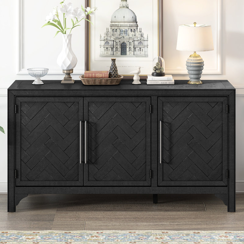 Armoire en U conçue avec placage de pin +, trois portes de rangement pour le placage à usage résidentiel, assemblage facile, conception spacieuse