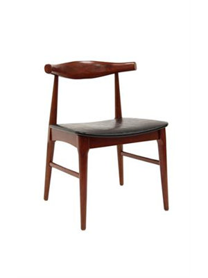 Indoor Rubber Wood Chair in Dark Mahogany Finish
