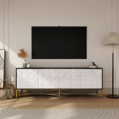 Modern Black And White Color Scheme Press Design 4 Door Cabinet