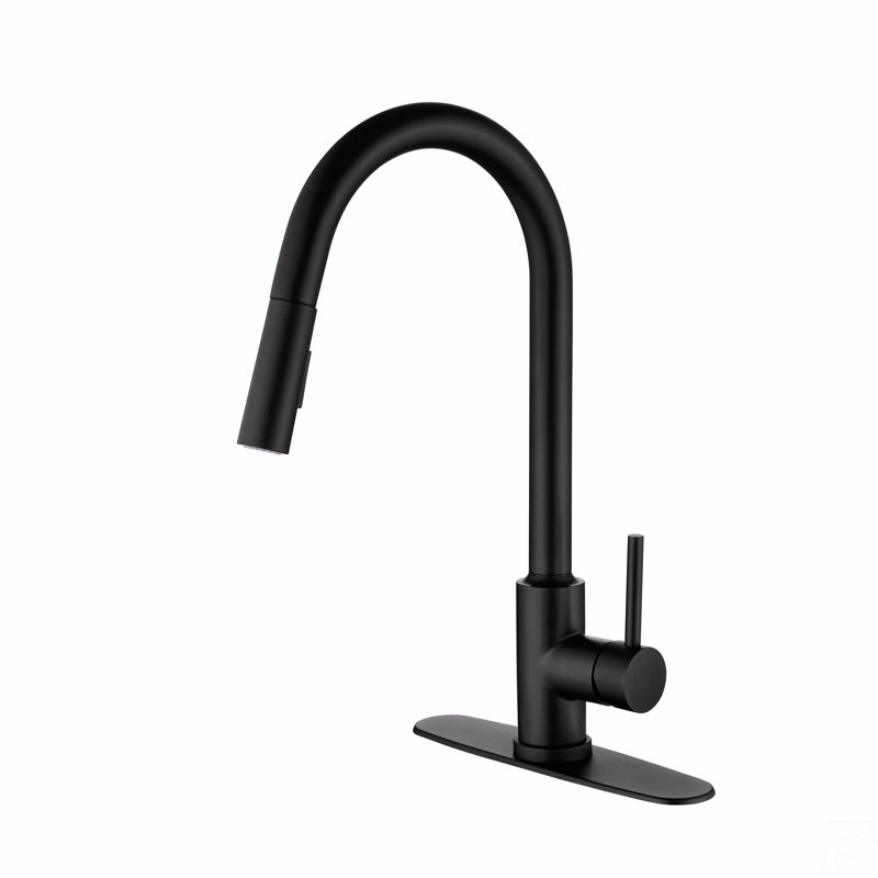 Kitchen Faucet With Pull Down Sprayer, Matt Black