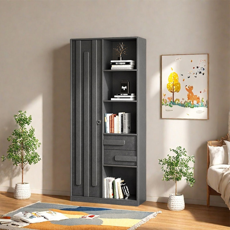 Chinese style storage bookcase, (8 Shelves) 78.74"H x 39.37"W x 13.78"D, Grey