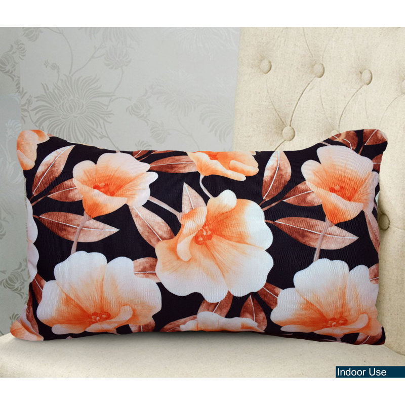 Coussin intérieur/extérieur Floral, Noir floral
