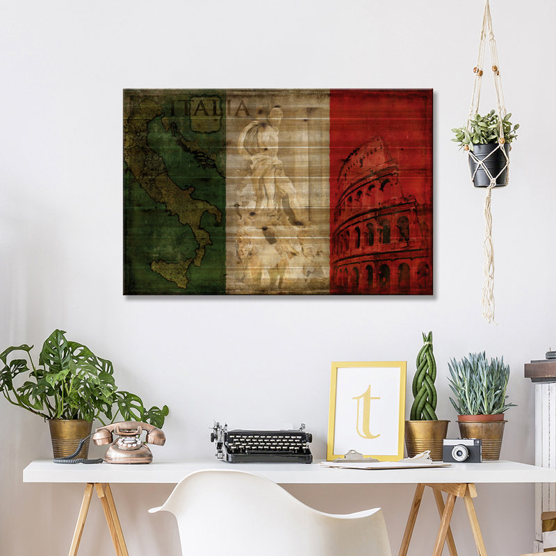 «Brava Italia» par Luke Wilson, peinture sur bois sans cadre, H 18 po x l 26 po x P 1,5 po