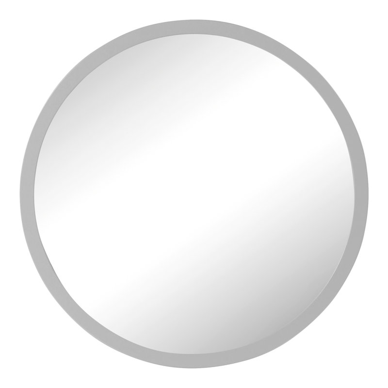 Tabatha Wood Flat Wall Mirror, 70cm H x 70cm W, Light Grey