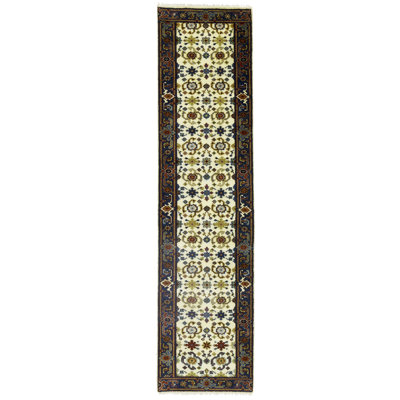 Hadlow Oriental Handmade Hand-Knotted Runner 2'6 x 10'1" Wool Area Rug in Cream