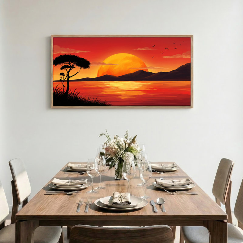 Coucher de soleil coucher de soleil, reproduction d'art sur toile encadrée, ensemble de 1 48 po x 24 po, 48 x 24 pouces