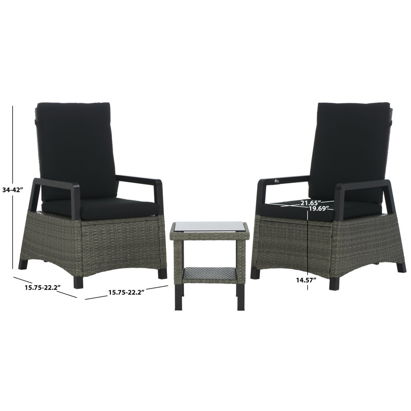 Herman Reclining Chairs and Table Set, Black