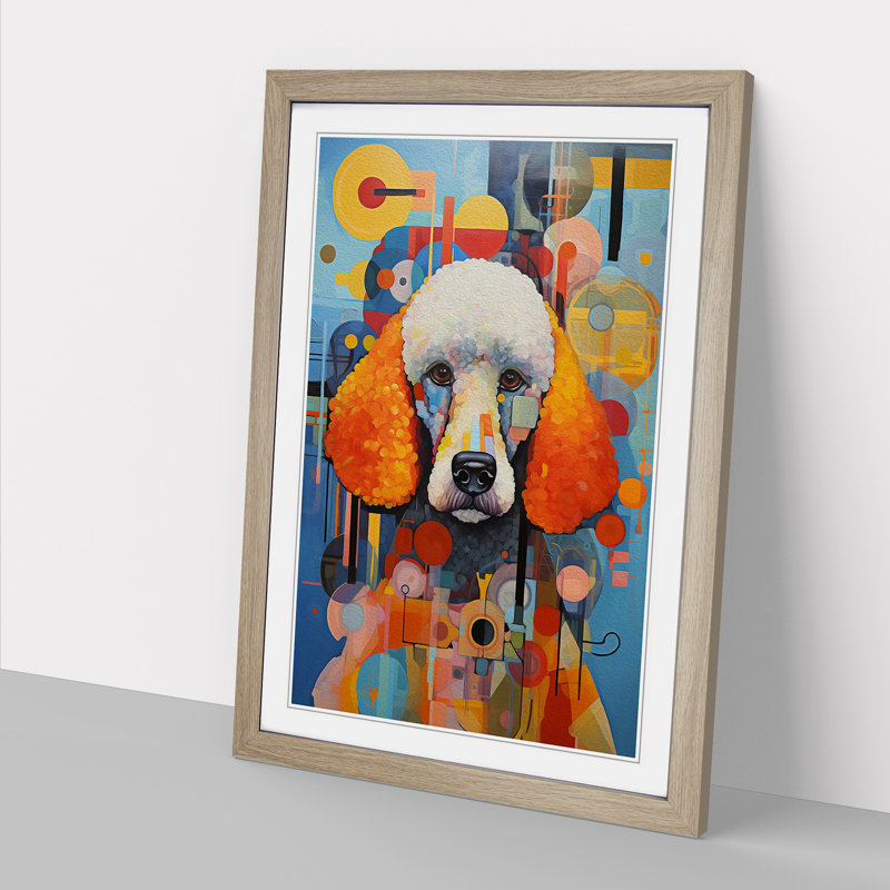 Poodle Constructivism - Framed Print, Oak, 34cm H x 25cm W x 2cm D