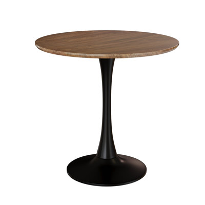 Table de salle à manger ronde en grain de bois foncé, table de salle à manger moderne, table de salle à manger, plateau de table en panneau de fibres à densité moyenne et base mate peinte par pulvérisation en fer, table de salle à manger ovale moderne, table basse Mid-Century