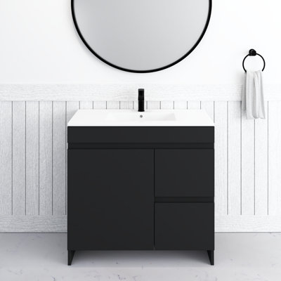 Shalem 36'' Free Standing Single Bathroom Vanity with Porcelain Top -  Ebern Designs, 136DC1F2FAE24F70A9DF5D7C5BBDCCED