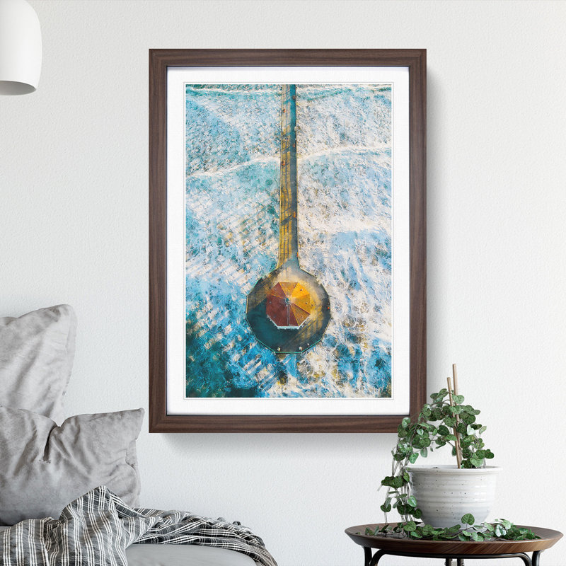 Manhattan Beach - Picture Frame Painting Print, 45cm H x 33cm W x 2cm D, Walnut Framed