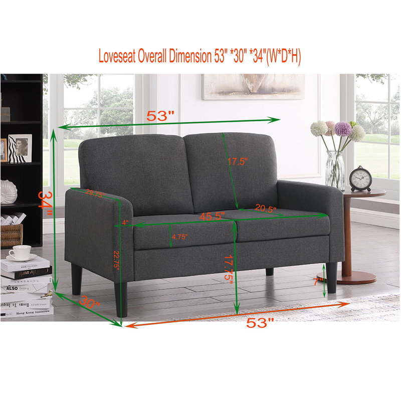 Ebern Designs Smyre 53" Square Arm Loveseat & Reviews | Wayfair