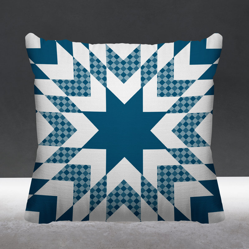 Coussin décoratif intérieur / extérieur Zozo Country, L 15 po x H 15 po, Turquoise