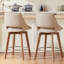 Ensemble de 2 tabourets pivotants à hauteur de comptoir, ensemble de 2 tabourets de bar 27 po, pieds en bois massif, tissu confortable, convient aux îlots de cuisine.-130116842-130116845