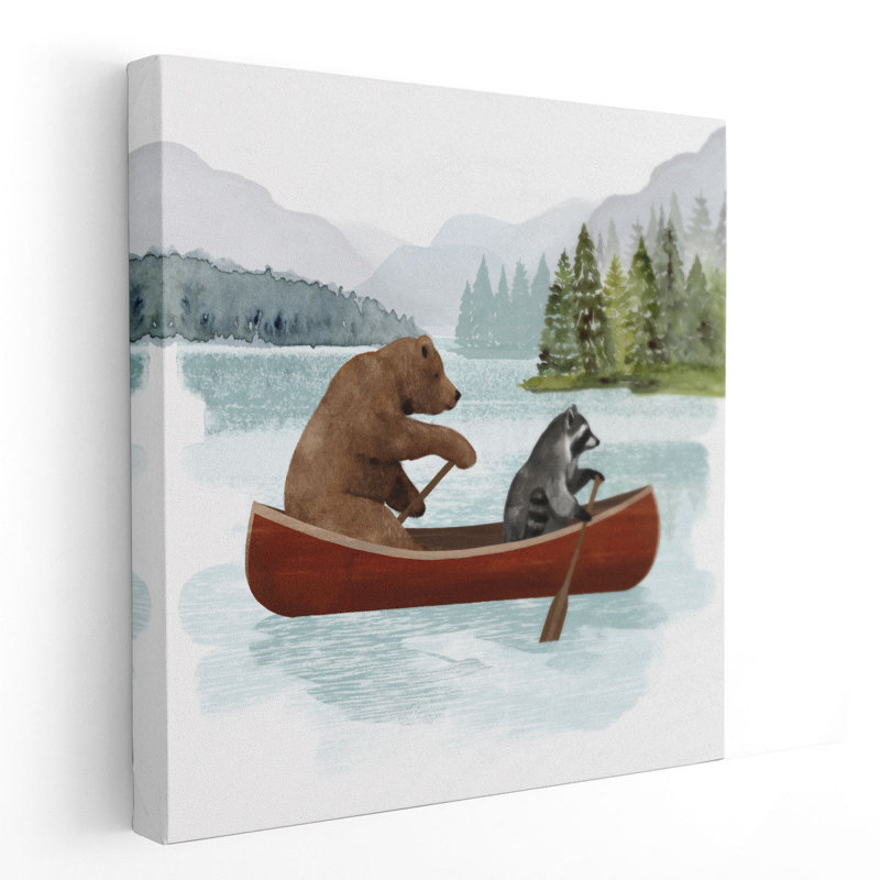 «Canoe Trip I», reproduction d'art sur toile, H 12 po x l 12 po