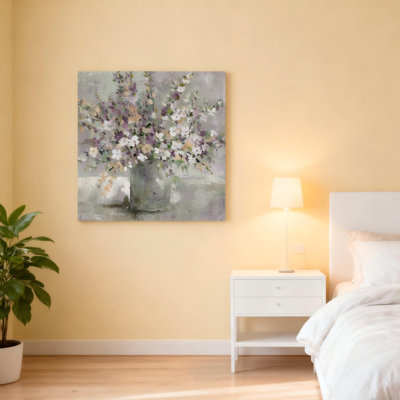 Blossoming Aster Flower Unframed Canvas Wall Art 16" X 16"