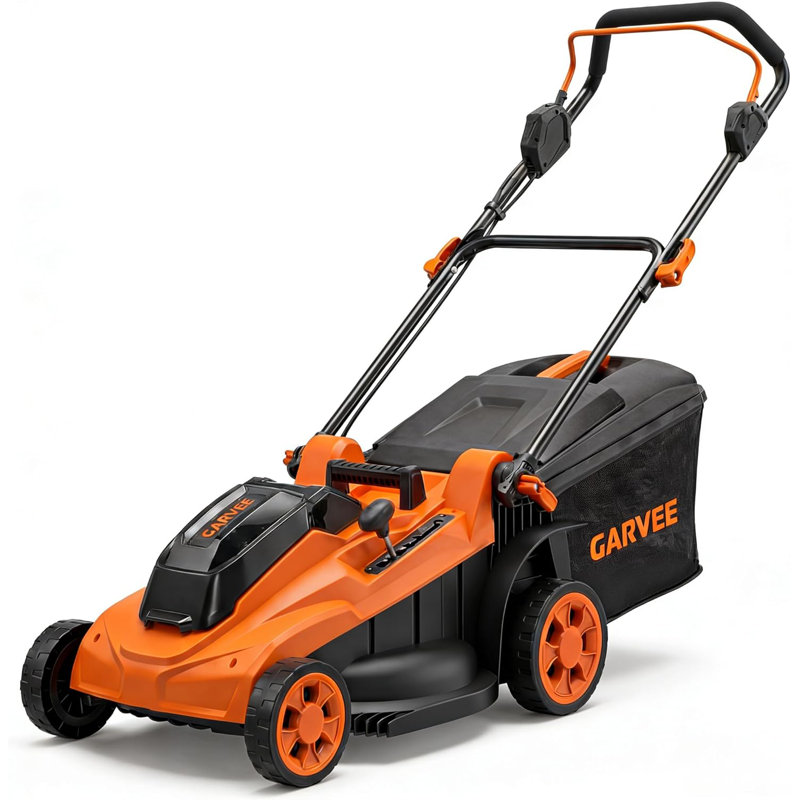 17-Inch Battery Powered Push Lawn Mower with 6-Position Height Adjustment, 40V Cordless Lawn Mower, Orange