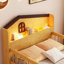 Lit mezzanine simple avec rangement à DEL et amplement spacieux - Éclairage de construction en pin massif fonctionnel pour les lits-670408858