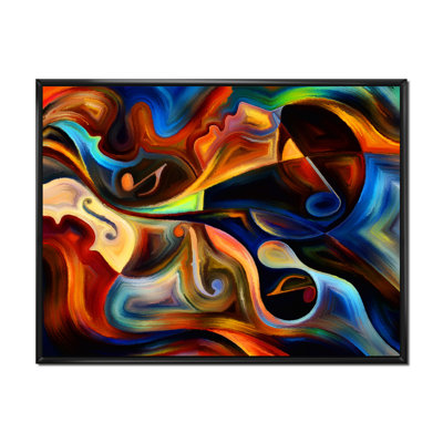 «Blue Orange and Yellow Dynamics on Black», reproduction sur toile